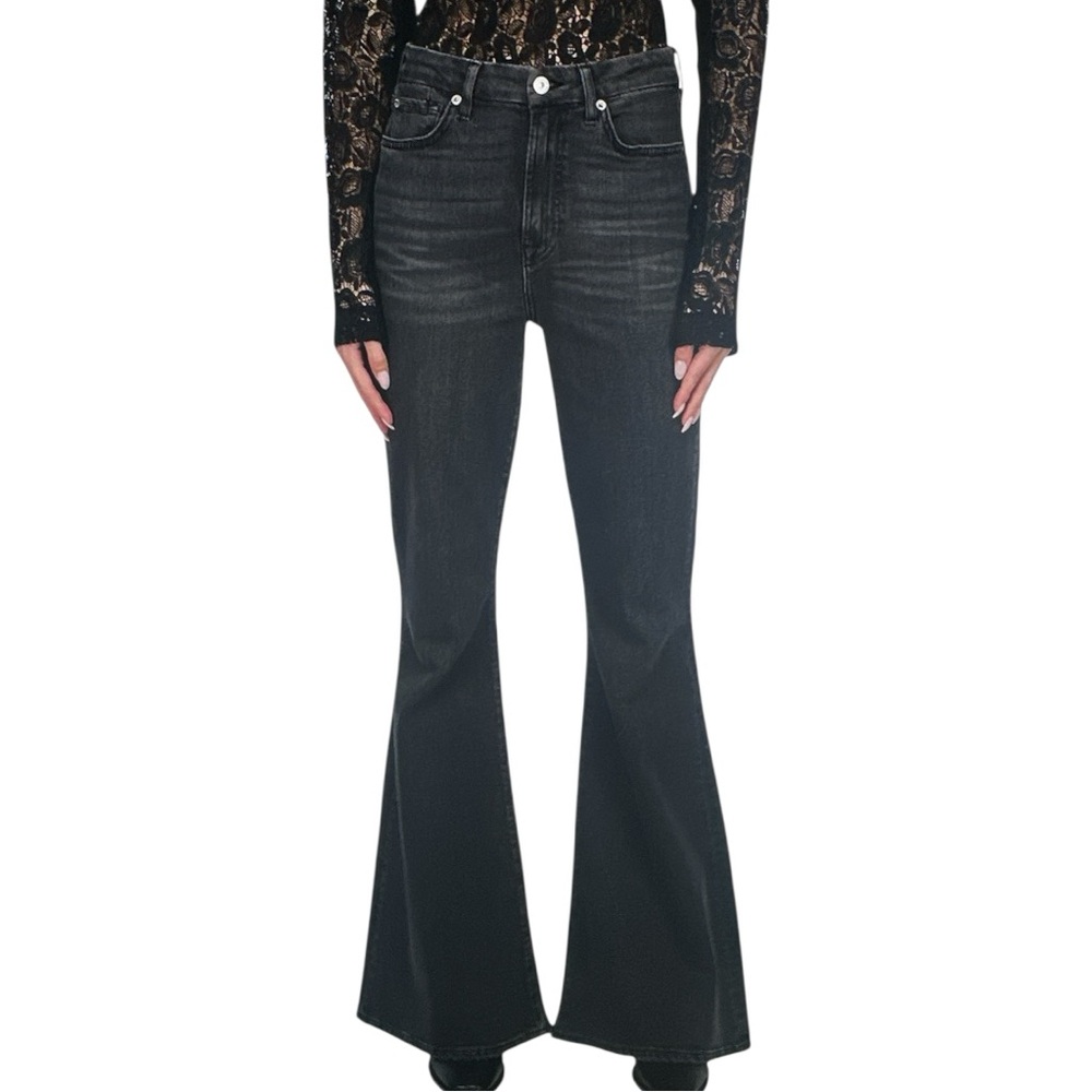 7 For All Mankind NWT Black Flare Jeans - Picture 1 of 8